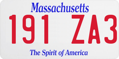 MA license plate 191ZA3