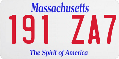 MA license plate 191ZA7