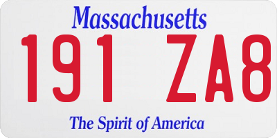 MA license plate 191ZA8