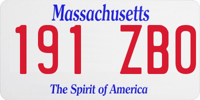MA license plate 191ZB0
