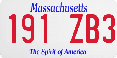 MA license plate 191ZB3
