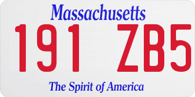 MA license plate 191ZB5