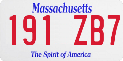 MA license plate 191ZB7