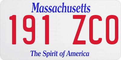 MA license plate 191ZC0