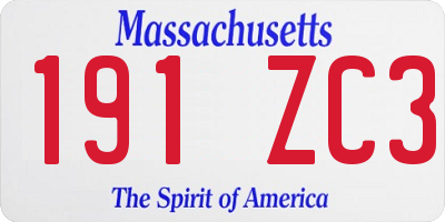 MA license plate 191ZC3