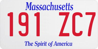 MA license plate 191ZC7
