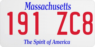 MA license plate 191ZC8
