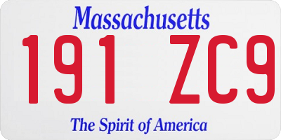 MA license plate 191ZC9