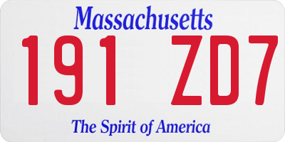 MA license plate 191ZD7
