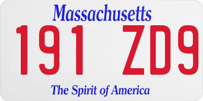 MA license plate 191ZD9