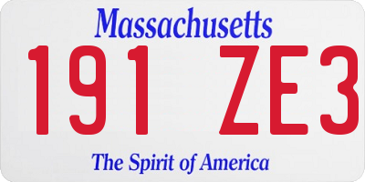 MA license plate 191ZE3