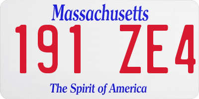 MA license plate 191ZE4