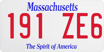 MA license plate 191ZE6