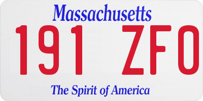 MA license plate 191ZF0