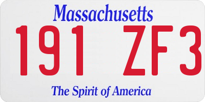 MA license plate 191ZF3