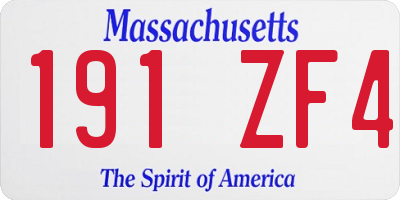 MA license plate 191ZF4