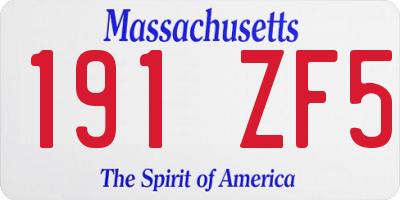 MA license plate 191ZF5