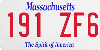 MA license plate 191ZF6