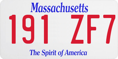 MA license plate 191ZF7