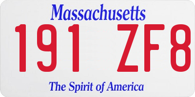 MA license plate 191ZF8