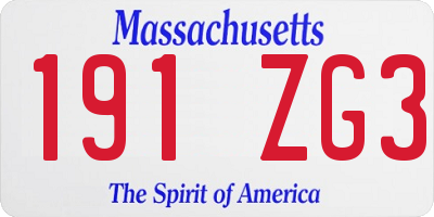 MA license plate 191ZG3