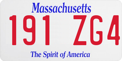 MA license plate 191ZG4