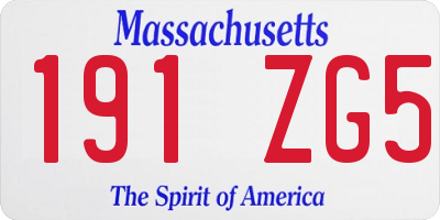 MA license plate 191ZG5