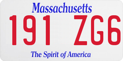 MA license plate 191ZG6