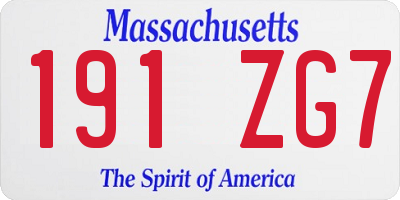 MA license plate 191ZG7
