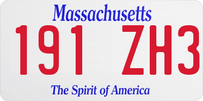MA license plate 191ZH3