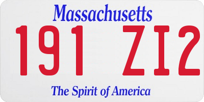 MA license plate 191ZI2