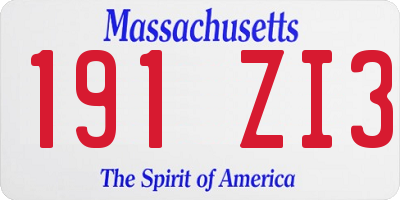 MA license plate 191ZI3