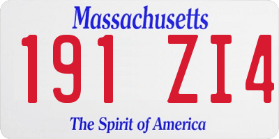 MA license plate 191ZI4