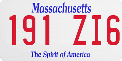MA license plate 191ZI6