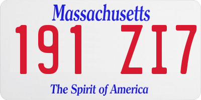 MA license plate 191ZI7