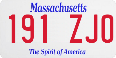 MA license plate 191ZJ0