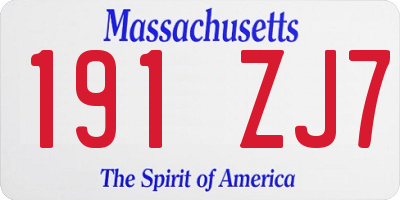MA license plate 191ZJ7