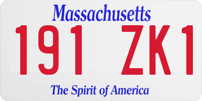 MA license plate 191ZK1
