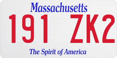 MA license plate 191ZK2