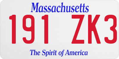 MA license plate 191ZK3