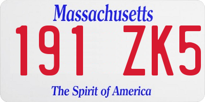 MA license plate 191ZK5
