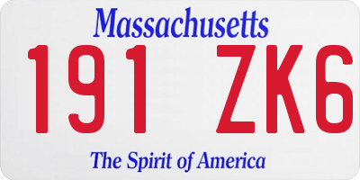 MA license plate 191ZK6