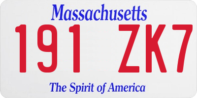 MA license plate 191ZK7