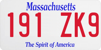 MA license plate 191ZK9