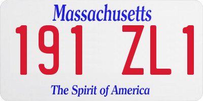 MA license plate 191ZL1