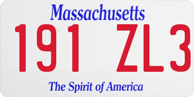 MA license plate 191ZL3