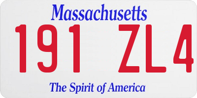 MA license plate 191ZL4