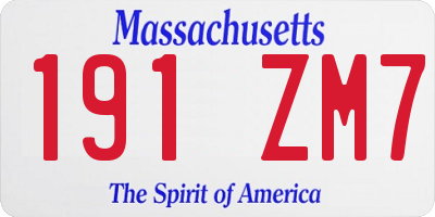 MA license plate 191ZM7
