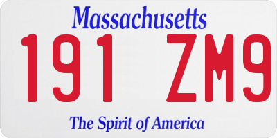 MA license plate 191ZM9
