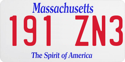 MA license plate 191ZN3